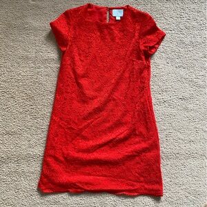 Cynthia Steffe Red-Orange Lace Sheath Dresz